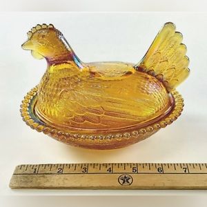 Antique Carnival Amber Glass Chicken